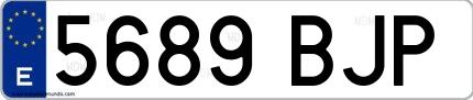 Ejemplo de matrícula española 5689 BJP