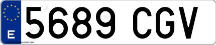 Ejemplo de matrícula española 5689 CGV