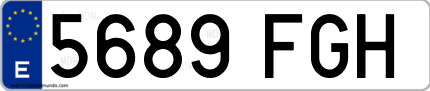 Ejemplo de matrícula de coche ordinaria 5689 FGH