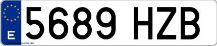 Ejemplo de matrícula española 5689 HZB