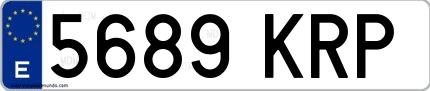Ejemplo de matrícula española 5689 KRP