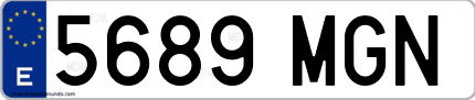 Ejemplo de matrícula de coche ordinaria 5689 MGN