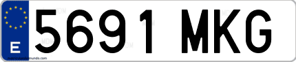Ejemplo de matrícula de coche ordinaria 5691 MKG