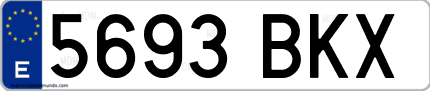 Ejemplo de matrícula de coche ordinaria 5693 BKX