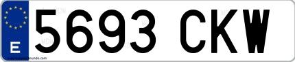 Ejemplo de matrícula española 5693 CKW