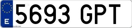 Ejemplo de matrícula española 5693 GPT