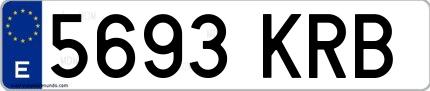 Ejemplo de matrícula española 5693 KRB