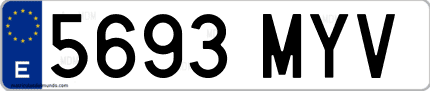 Ejemplo de matrícula de coche ordinaria 5693 MYV