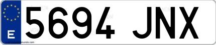Ejemplo de matrícula española 5694 JNX