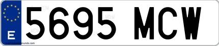Ejemplo de matrícula española 5695 MCW