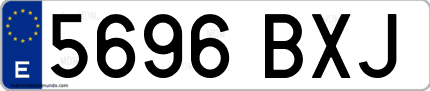 Ejemplo de matrícula de coche ordinaria 5696 BXJ