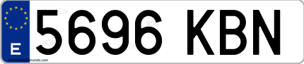 Ejemplo de matrícula de coche ordinaria 5696 KBN
