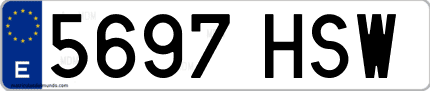 Ejemplo de matrícula de coche ordinaria 5697 HSW