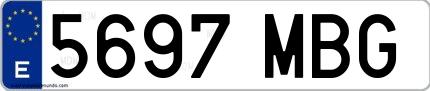 Ejemplo de matrícula española 5697 MBG
