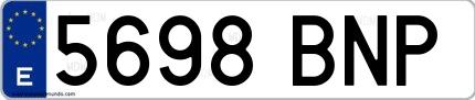 Ejemplo de matrícula española 5698 BNP