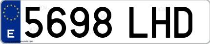 Ejemplo de matrícula española 5698 LHD
