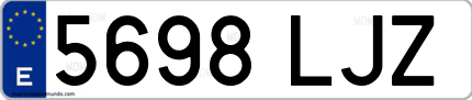 Ejemplo de matrícula de coche ordinaria 5698 LJZ
