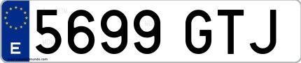 Ejemplo de matrícula española 5699 GTJ