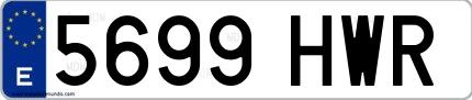 Ejemplo de matrícula española 5699 HWR