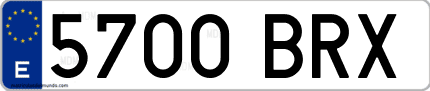 Ejemplo de matrícula de coche ordinaria 5700 BRX