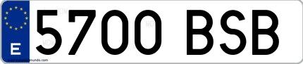 Ejemplo de matrícula española 5700 BSB