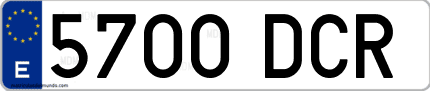 Ejemplo de matrícula de coche ordinaria 5700 DCR