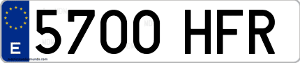 Ejemplo de matrícula de coche ordinaria 5700 HFR
