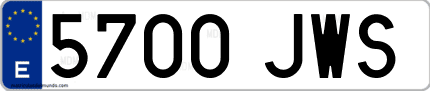 Ejemplo de matrícula de coche ordinaria 5700 JWS