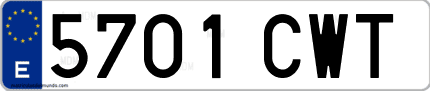 Ejemplo de matrícula de coche ordinaria 5701 CWT