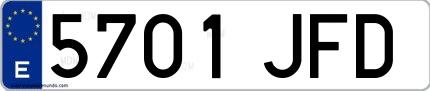 Ejemplo de matrícula española 5701 JFD