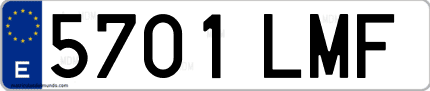 Ejemplo de matrícula de coche ordinaria 5701 LMF