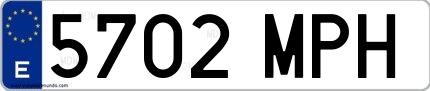 Ejemplo de matrícula española 5702 MPH
