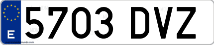 Ejemplo de matrícula de coche ordinaria 5703 DVZ