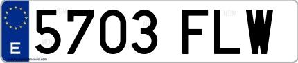 Ejemplo de matrícula española 5703 FLW