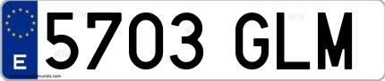 Ejemplo de matrícula española 5703 GLM