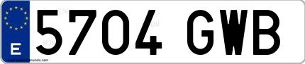 Ejemplo de matrícula española 5704 GWB