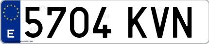 Ejemplo de matrícula española 5704 KVN