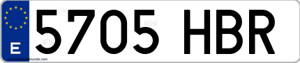 Ejemplo de matrícula de coche ordinaria 5705 HBR