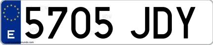 Ejemplo de matrícula española 5705 JDY