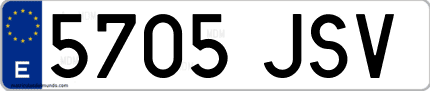 Ejemplo de matrícula de coche ordinaria 5705 JSV