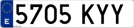 Ejemplo de matrícula española 5705 KYY