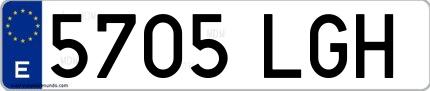 Ejemplo de matrícula española 5705 LGH