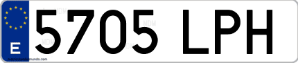 Ejemplo de matrícula de coche ordinaria 5705 LPH