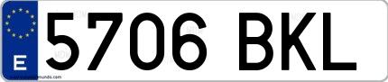 Ejemplo de matrícula española 5706 BKL