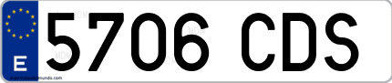 Ejemplo de matrícula de coche ordinaria 5706 CDS