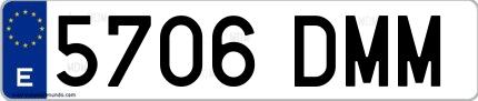 Ejemplo de matrícula española 5706 DMM