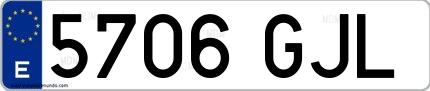 Ejemplo de matrícula española 5706 GJL