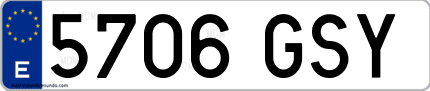 Ejemplo de matrícula de coche ordinaria 5706 GSY