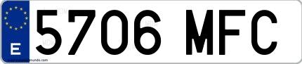 Ejemplo de matrícula española 5706 MFC