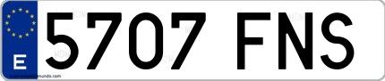 Ejemplo de matrícula española 5707 FNS